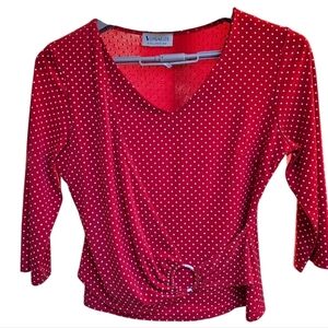 Ladies Red Polkadot Shirt Size S​​​​​
